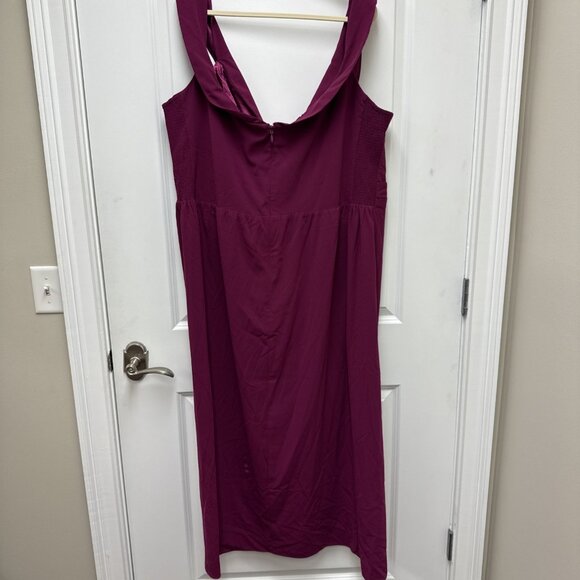 City Chic Plus Size 2X 24 Magenta Off Shouder Midi Cocktail Dress Ripple Love - Picture 6 of 10